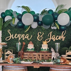 Custom Couples Name Sign, 3 pieces,Personalized 2 Names Sign, Custom Backdrop Sign, Personalized Sign, Wedding Sign, Rustic, Nursery Twins image 1