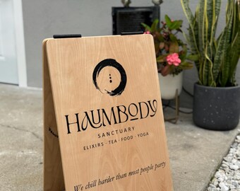 Personalized Medium A-Frame Sign, Birch Plywood Sandwich Board (23.5x15.75in)