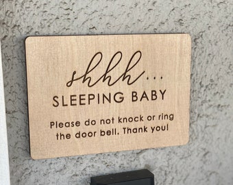 Sleeping Baby Wood Sign, Do Not Disturb, No Soliciting