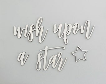 Wish upon a star Sign, No Backboard, Small Quote Wall Sign, Nursery Sign, Baby Room, Baby Shower Gift, Lullaby Cute Unique