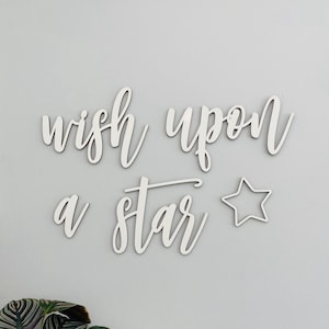 Wish upon a star Sign, No Backboard, Small Quote Wall Sign, Nursery Sign, Baby Room, Baby Shower Gift, Lullaby Cute Unique