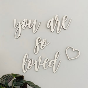 You are so loved Small Quote Wall Sign Cutout, Nursery Crib Boy Room Office Home Wall Art Baby Shower Gift Wood Sign Decor Wooden Sign