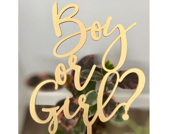 Boy or Girl Cake Topper, 6" inches, Baby Shower Cake Topper, Gender Reveal Cake Topper, Guess the Gender Topper, Mommy to Be Cake Topper