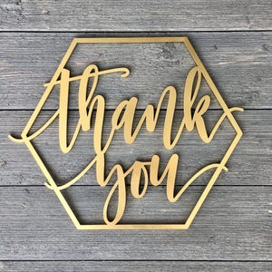 Thank You Hexagon Sign, Engagement Photo Thank You, Wedding Sign Prop, Photography Prop image 2