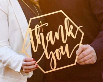 Thank You Hexagon Sign, Engagement Photo Thank You, Wedding Sign Prop, Photography Prop