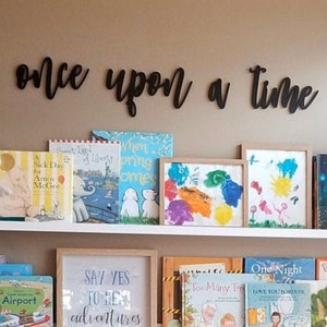 Once upon a time Small Quote Wall Sign Cutout, Nursery Crib Boy Room Office Home Wall Art Baby Shower Gift Wood Sign Decor Wooden Sign image 1