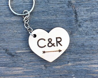 Personalized Heart Keychain - Custom Keychain, Engraved Keychain, Valentines Day Gift Wedding Birthday Christmas Bridesmaid