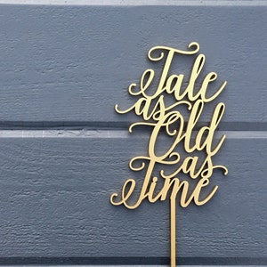 Tale as Old as Time Wedding Cake Topper, Rustic Laser Cut Wood