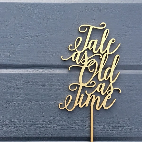 Tale as Old as Time Wedding Cake Topper, Rustic Laser Cut Wood