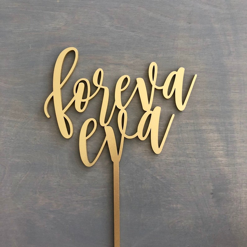 Foreva Eva Wedding Cake Topper, 6.5W inches VERSION 2, Forever Topper, Foreva Cake Topper, Unique Wood Cake Toppers, Infinity Cake Topper image 2