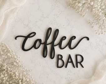 Coffee Bar Wall Sign, Laser Cut Wood Signage