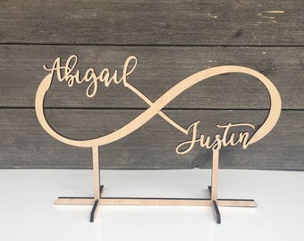 Personalized Infinity Name Sign, Infinity Sign with Names, 14"Wx9"H inches wide, Custom Name Sign, Table Top, Wedding Sign, Wedding Gift