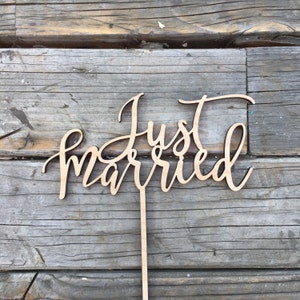Just Married Wedding Cake Topper, Rustic Cake Topper, Unique Wood Cake Topper, Bridal Cake Topper, Love Cake Topper, Modern Cake Topper