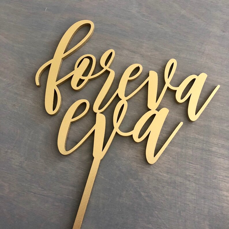 Foreva Eva Wedding Cake Topper, 6.5W inches VERSION 2, Forever Topper, Foreva Cake Topper, Unique Wood Cake Toppers, Infinity Cake Topper image 4