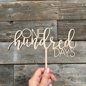 One Hundred Days Cake Topper, 8 inches Happy 100 Days Baby Birth Celebration 100th Calligraphy Laser Cut Toppers Korean Dol Topper image 7