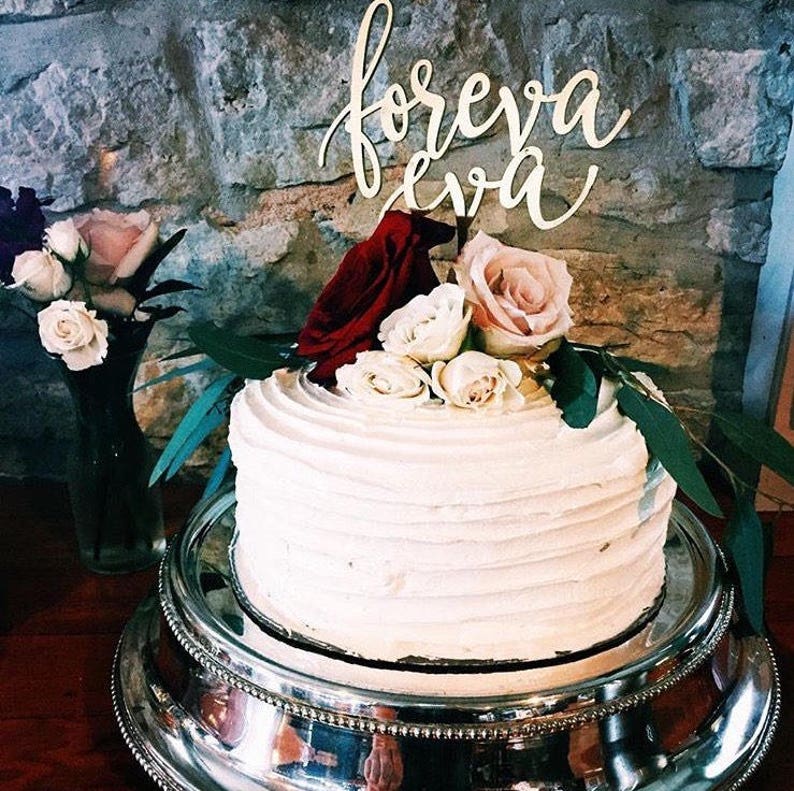 Foreva Eva Wedding Cake Topper, 6.5W inches, Forever Topper, Rustic Cake Topper, Unique Wood Cake Toppers, Infinity Cake Topper image 5