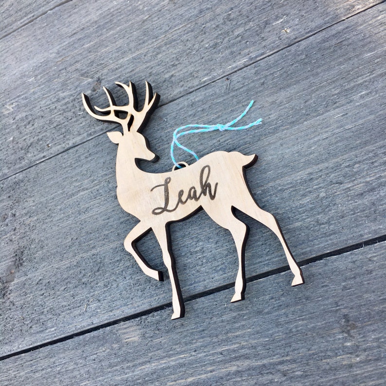 Personalized Reindeer Ornament 5 inches Custom Christmas Ornament Babys First Christmas Ornament Wood Ornament Forest Animal 2023 image 3