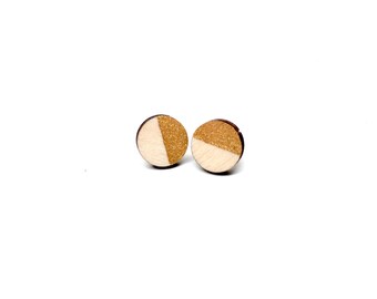 Geometric Circle Wood Earrings, Dipped, Laser Cut Wood Earrings, Birthday Bridesmaid Christmas Gift, Wooden Jewelry by Ngo Creations