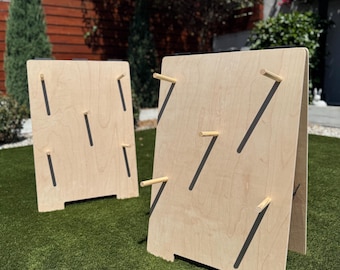 Raw Wood Ring Toss Game A-Frame Sign: DIY Peg Board Display