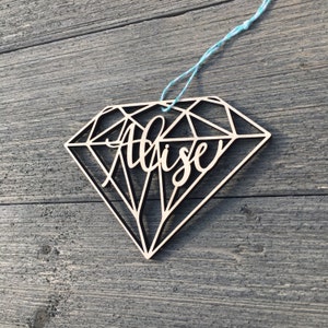 Personalized Ornament Geometric Diamond 5 inches Custom Christmas Ornament Glam Christmas Ornament Wood Ornament Bling 2023 Bild 5