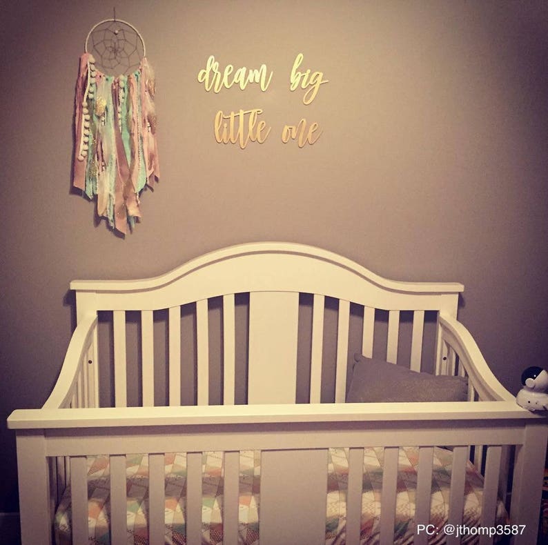 Dream Big Little One Wall Sign Small, Quote Nursery Above Crib Boy Room Office Home Wall Art Baby Shower Gift Wood Sign Decor Wooden Sign image 5