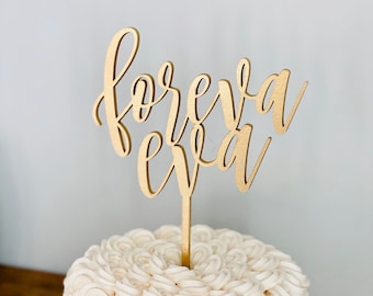 Foreva Eva Wedding Cake Topper, 6.5"W inches - VERSION 2, Forever Topper, Foreva Cake Topper, Unique Wood Cake Toppers, Infinity Cake Topper