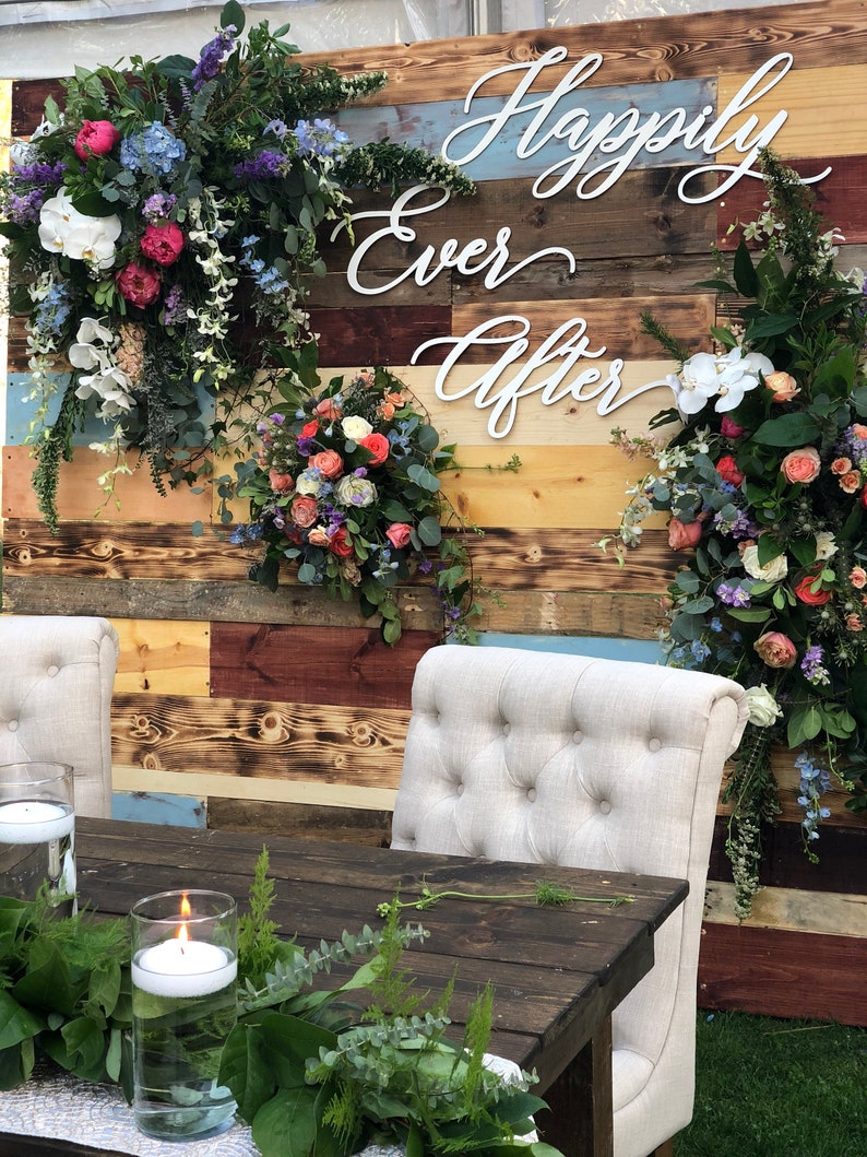 Happily Ever After Sign Wedding Sign Backdrop Sign Rustic Etsy