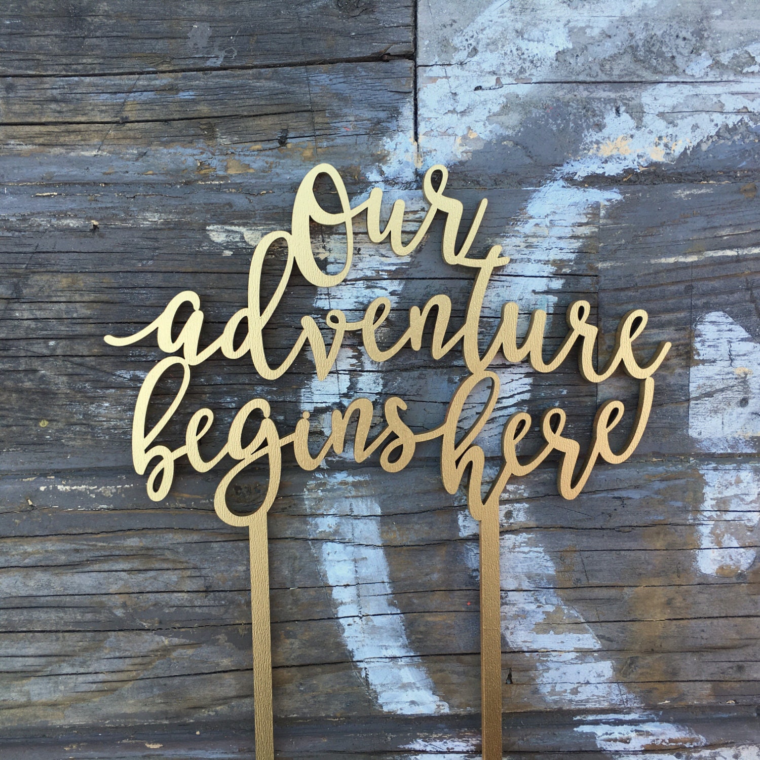 Our Adventure Begins Here Wedding Cake Topper 6" inches, Adventu…