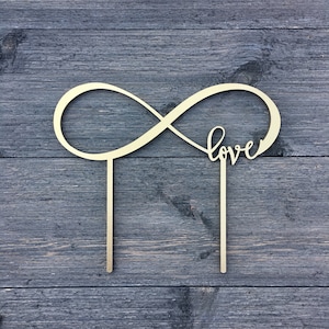 Infinite Love Wedding Cake Topper 8&quot; inches, Unique Infinity Laser Cut Cake Topper by Ngo Creations