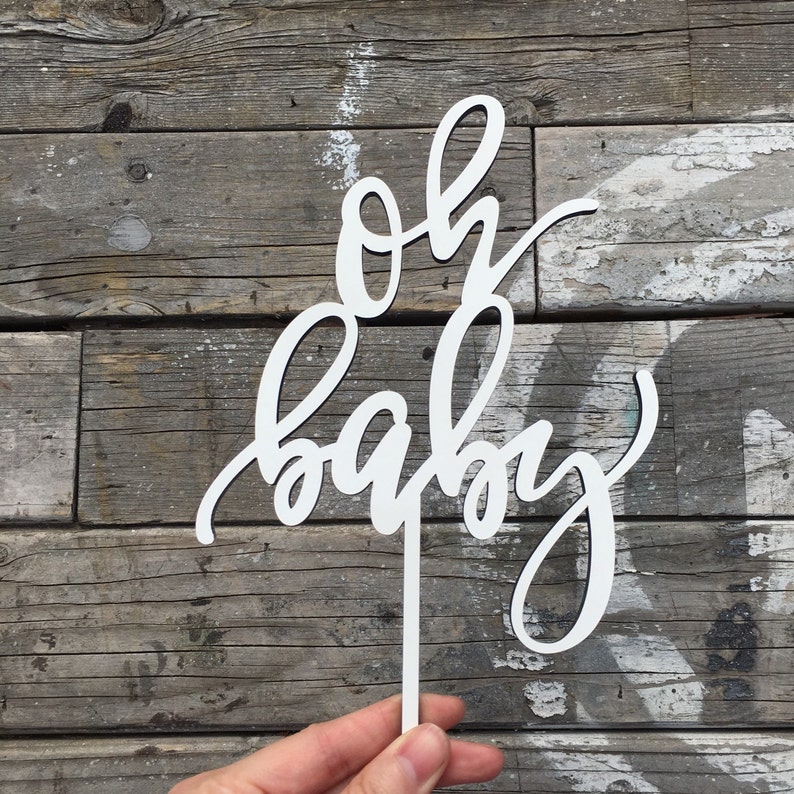 Oh Baby Cake Topper Baby Shower Cake Topper Party Decorations cake topper Laser Cut Wood Topper image 5