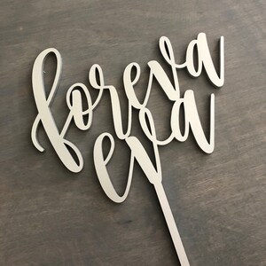 Foreva Eva Wedding Cake Topper, 6.5W inches VERSION 2, Forever Topper, Foreva Cake Topper, Unique Wood Cake Toppers, Infinity Cake Topper image 6