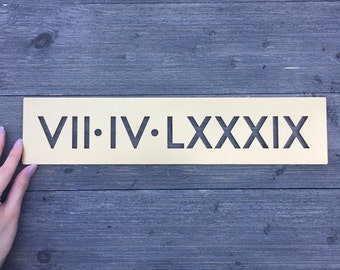 Personalized Date Sign 14", Roman Numerals Sign, Birthday Sign, Wood Sign Anniversary, Birthday, Wedding Gift, Baby Gift