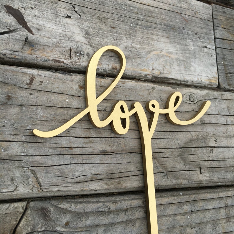 Love Wedding Cake Topper 5 inches wide V1, Love Cake Topper, Laser Cut Cake Topper, Wood Cake Topper, Rustic Cake Topper, Ngo Creations image 2