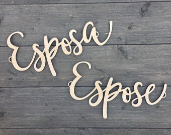 Espose & Esposa Chair Signs, Bridal Chair Signs, Wedding Chair Signs, Couples Chair Signs, Spanish Chair Signs