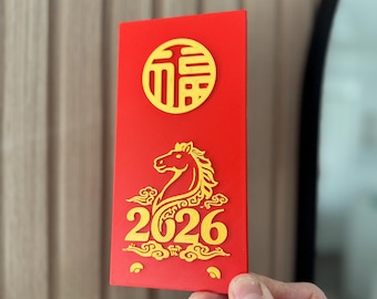 3D Printed - Year of the Horse - Chinese New Year Envelope Holder Decor - Good Luck - Prosperity