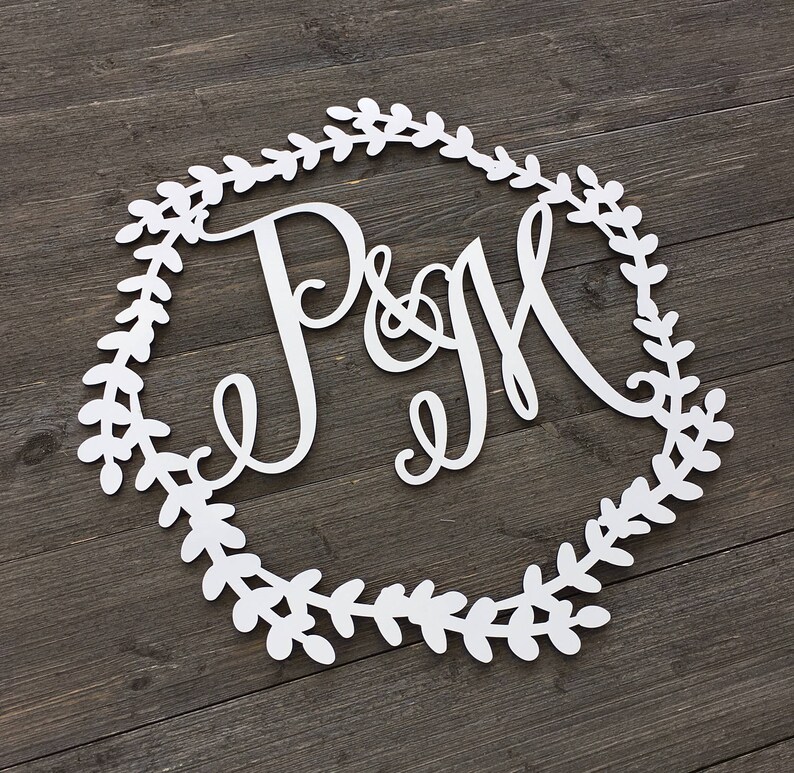 Initial Wreath Sign Custom Wooden Sign Initials Sign - Etsy