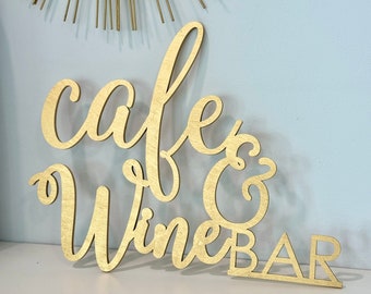 Cafe & Wine Bar Wall Sign - No Backboard - Kitchen Office Break Room Home Wall Decor Sign Coffee Station Bar Sign