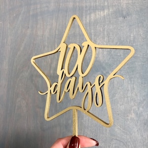 100 days Star Cake Topper, 5.5&quot; inches wide - Happy 100 Days Cake Topper, Baby Cake Topper, Baby Celebration, Korean Dol Cake Topper