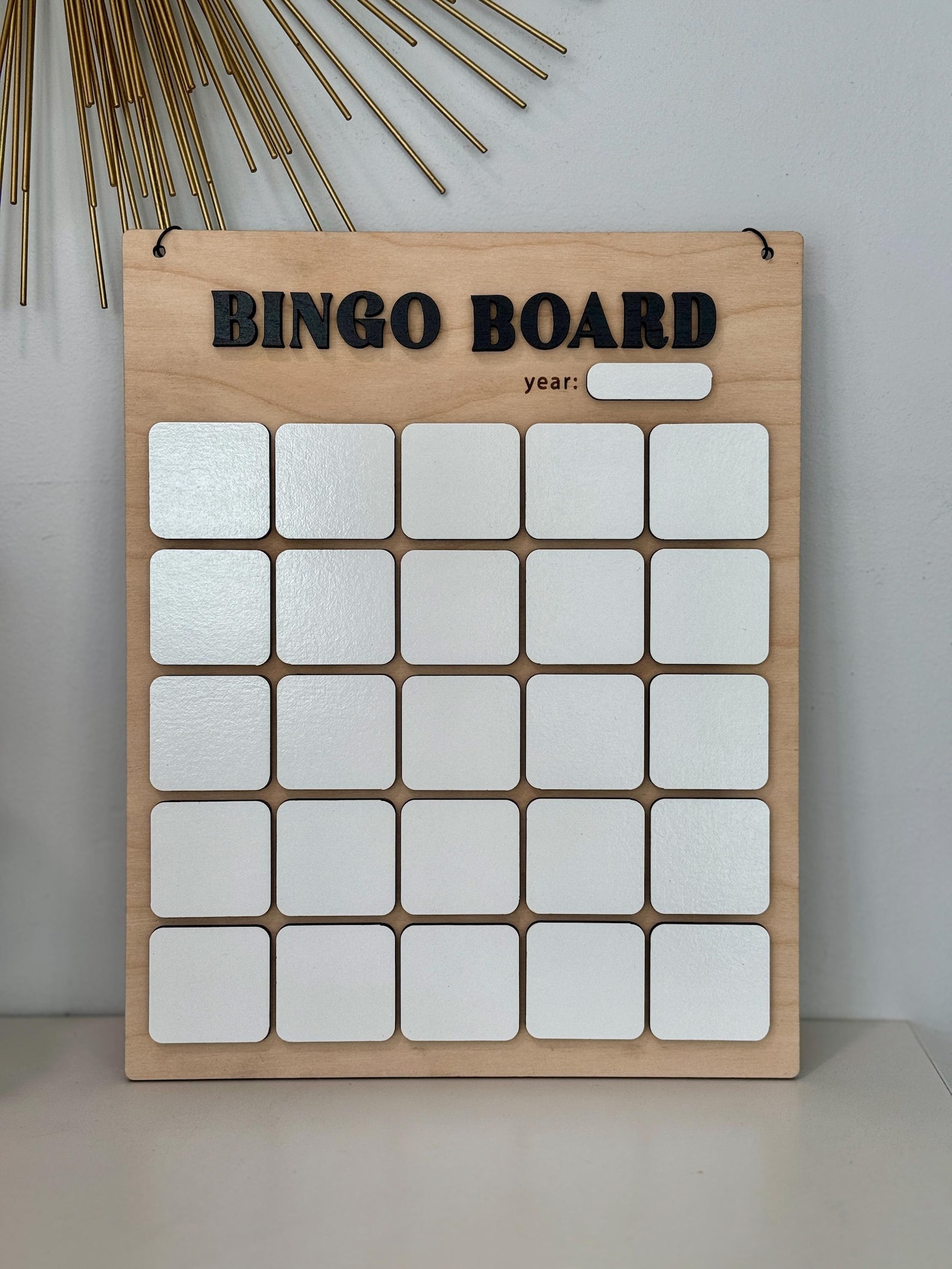 Wood Bingo Board Sign  White Marker Board New Years Resolution