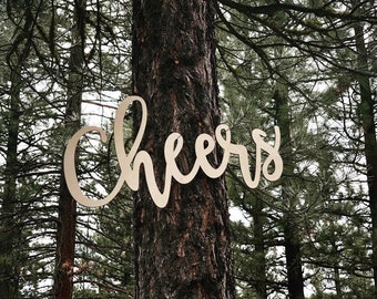 Cheers Sign - Sign Cheers, Large Bar Sign, Non-Personalized, Large Wood Bar Sign, No Customization