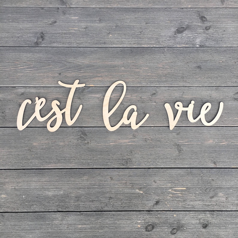 C'est La Vie Wall Sign Cutout Small, Thats life Sign, Around the Door Sign, Office Sign, Shit Happens Sign, Funny Sign, French Quotes image 1