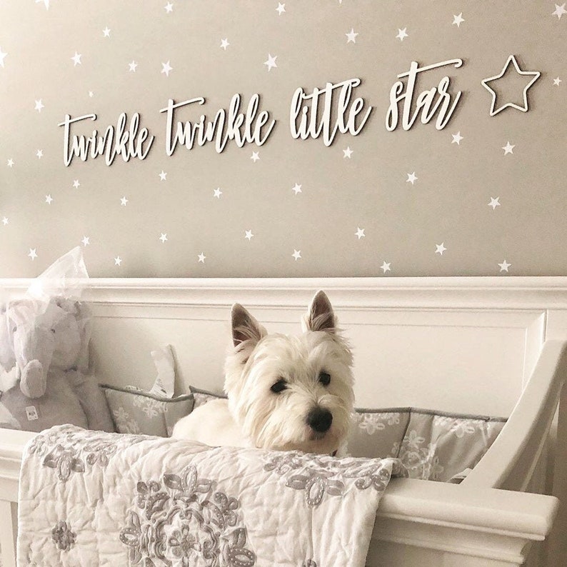 Twinkle Twinkle Little Star Sign, No Backboard, Small Quote Wall Sign, Nursery Sign, Baby Room, Baby Shower Gift, Lullaby Cute Unique image 1