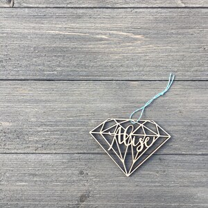 Personalized Ornament Geometric Diamond 5 inches Custom Christmas Ornament Glam Christmas Ornament Wood Ornament Bling 2023 image 7