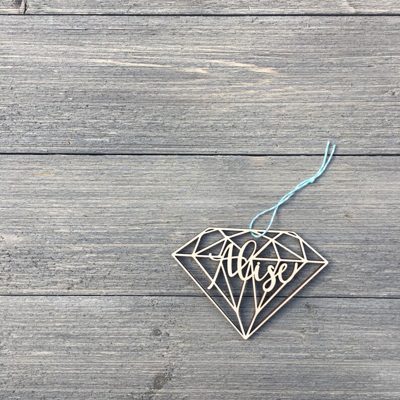 Personalized Ornament Geometric Diamond 5 inches Custom Christmas Ornament Glam Christmas Ornament Wood Ornament Bling 2023 Bild 7