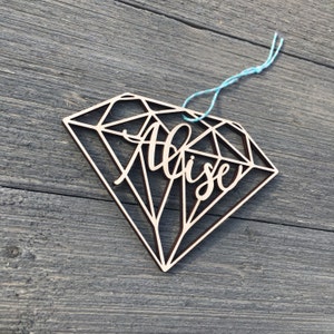 Personalized Ornament Geometric Diamond 5 inches Custom Christmas Ornament Glam Christmas Ornament Wood Ornament Bling 2023 image 6