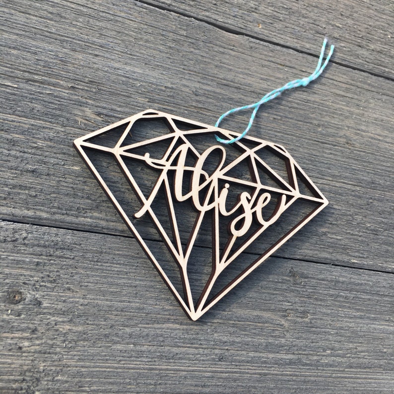 Personalized Diamond Geometric Ornament 5 Inches Wide Etsy