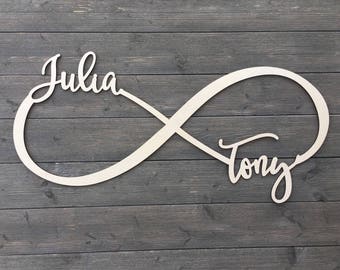 Personalized Infinity Sign with 2 Names, Custom Name Sign, Infinity Name Sign, Wood Infinity Sign, Wedding Sign, Rustic Cute Unique