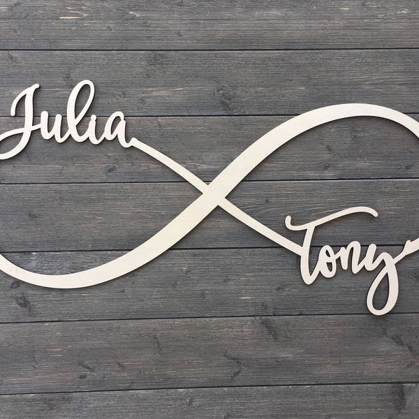 Personalized Infinity Sign with 2 Names, Custom Name Sign, Infinity Name Sign, Wood Infinity Sign, Wedding Sign, Rustic Cute Unique