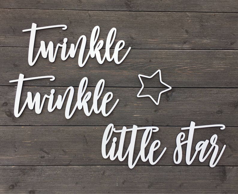 Twinkle Twinkle Little Star Sign, No Backboard, Small Quote Wall Sign, Nursery Sign, Baby Room, Baby Shower Gift, Lullaby Cute Unique image 8