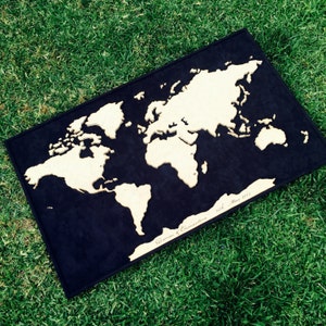 Wedding Guestbook Alternative Wood Puzzle Atlas World Map Custom Guest Book Numbered Back Panel - Country State Continents Rustic